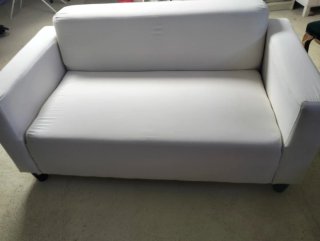 Sofá 2 plazas tela blanco