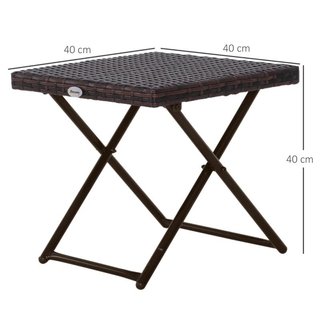 Mesa Terraza Ratán Plegable Acero Marrón 40cm