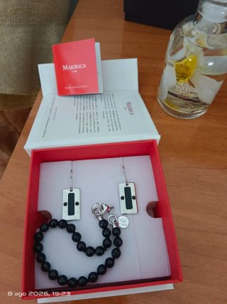 Conjunto Majorica: Pulsera y Pendientes Plata