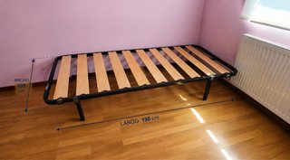 Somier cama 105 cm metal y madera