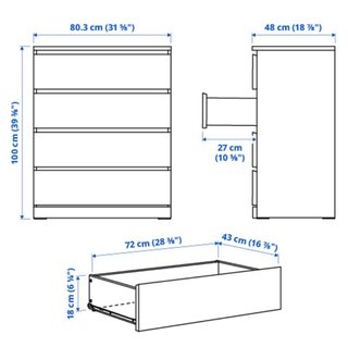 Cómoda MALM de 4 cajones blanca