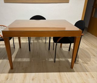 Mesa extensible madera y cristal