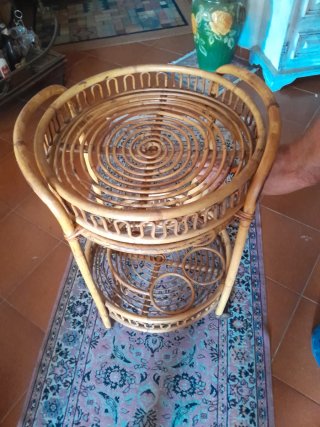 Carrello porta bevande  vintage  in midollino