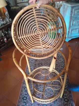 Carrello porta bevande  vintage  in midollino