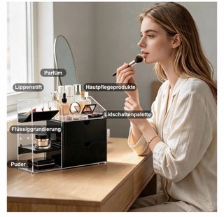 Organizador Maquillaje DoocliB 3 en 1 Negro/Dorado