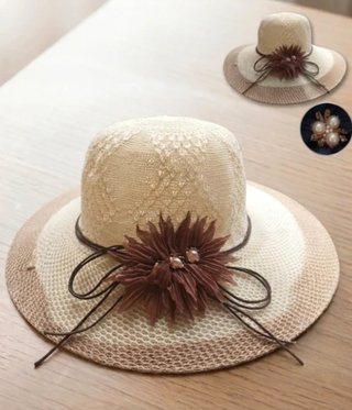 Sombrero de verano beige y marrón