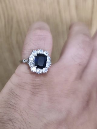 Anillo Azul de Plata925 de Talla 8/9