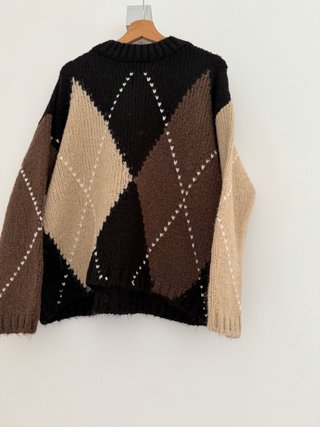 Jersey Zara Rombos Beige, Negro y Marrón