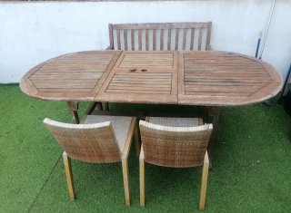 Conjunto muebles madera maciza para exterior