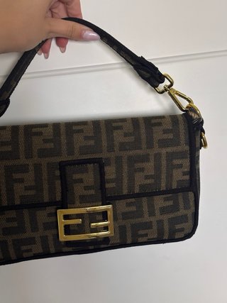 Bolso  Baguette Marrón y Dorado