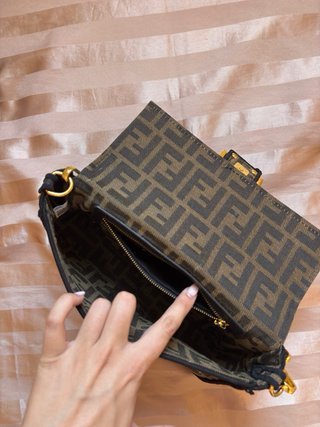 Borsa Baguette Marrone e Oro