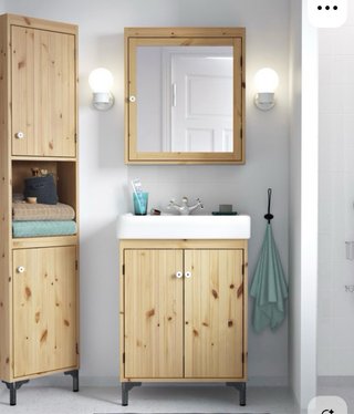 Armario auxiliar baño madera y cristal NUEVO