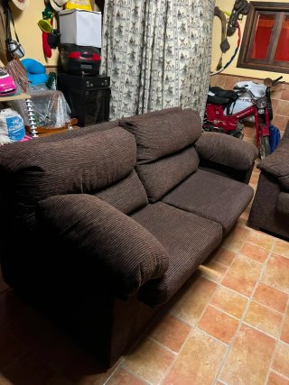 Sofás 3 plazas x 2 plazas marrón tela