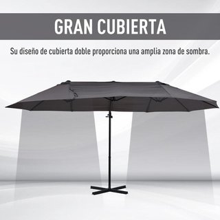 Sombrilla Doble 270x445 Inclinable Manivela Gris