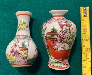Pareja jarrones pequeños Macao porcelana