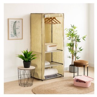 Armario de tela beige 70x46x158