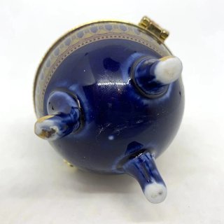 Caja Huevo Rusa Antigua Azul Dorada