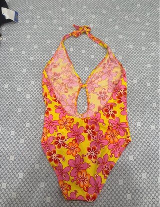 Costume donna floreale giallo e rosa