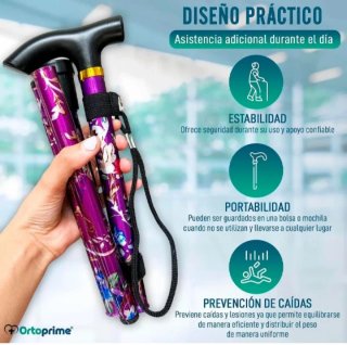 Bastón Plegable Mujer Floral Morado