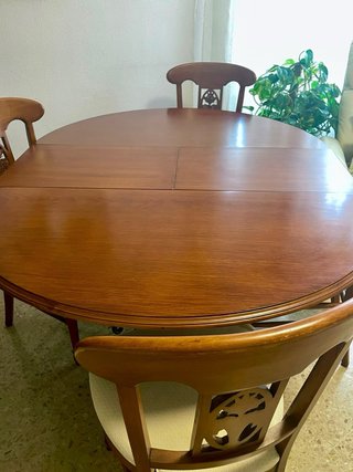 Mesa comedor extensible madera + 6 sillas