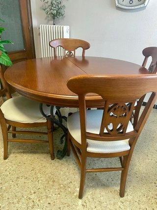 Mesa comedor extensible madera + 6 sillas