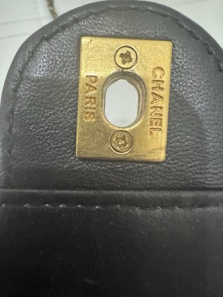 Bolso Chanel Perlas Negro Dorado Piel