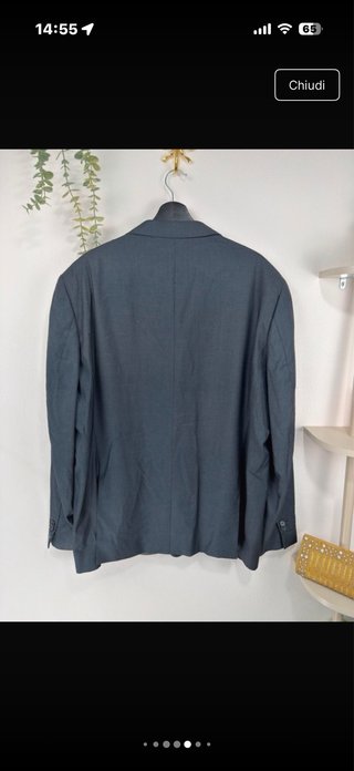 Blazer lana vergine grigio blu XXL