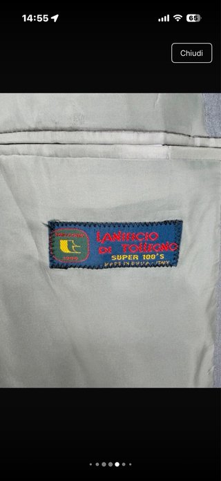 Blazer Tollegno Pura Lana Grigio Melange L