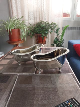 2 Ud Bañeras decorativas de plástico plateado