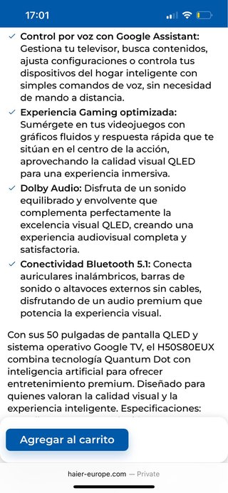 Smart TV Haier 50 buen estado