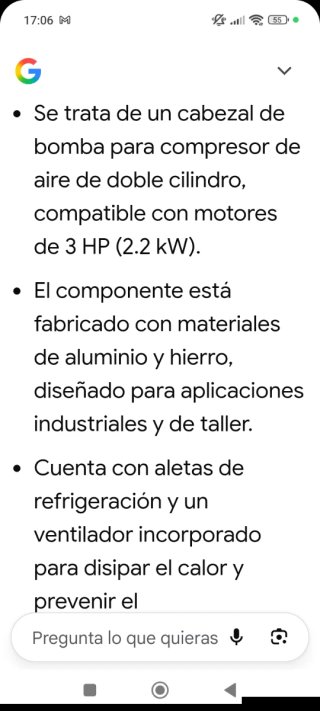 Bomba compresor 3hp aluminio