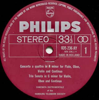 TELEMANN Concerto a Quattro PHILIPS 835 236 AY