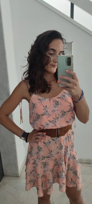 Vestido floral rosa/naranja talla única