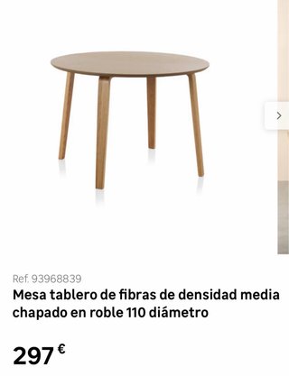 Mesa redonda madera 110cm Recoger en persona SORIA