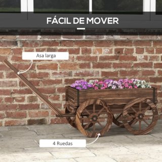Jardinera de madera con ruedas