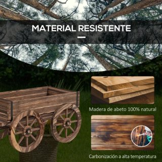 Jardinera de madera con ruedas