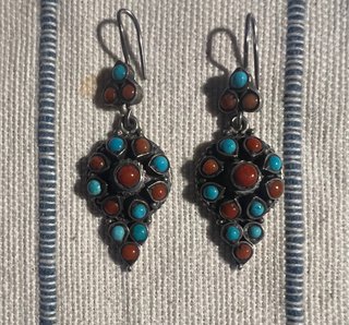 Pendientes Plata Tibetana Coral Turquesa