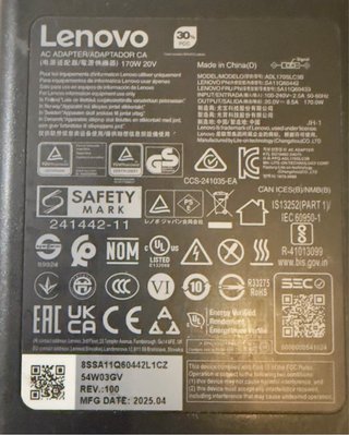 Caricabatterie Lenovo 170W Originale