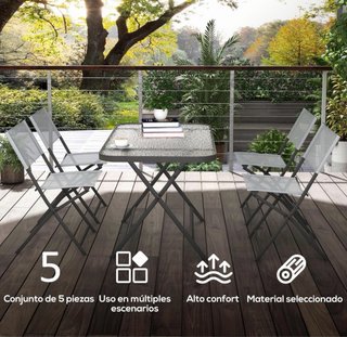 Mesa y 4 Sillas Jardín Outsunny