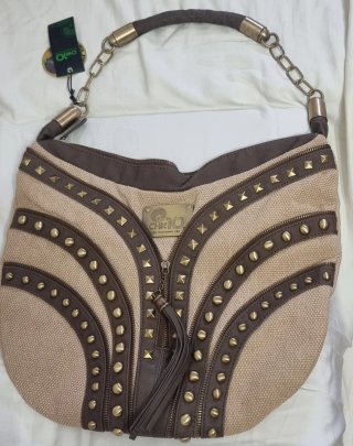 Bolso CHK10 Beige y Marrón con Tachuelas