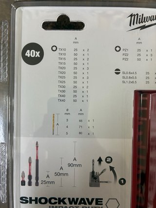 Milwaukee Shockwave Set 40x Punte