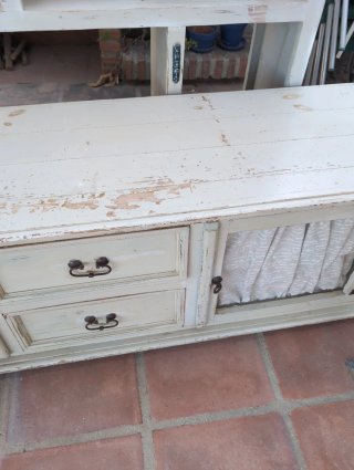 Mueble Rústico Madera Maciza Beige