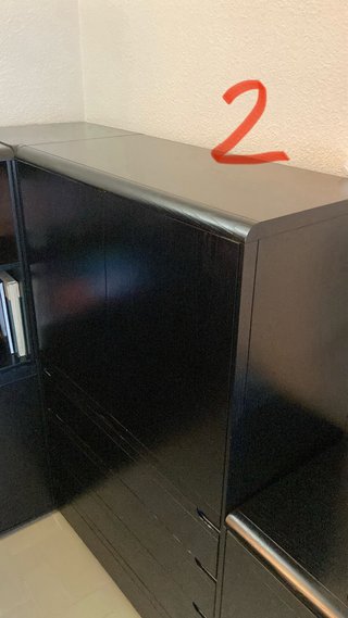 Mueble armario negro madera maciza con espacio PC