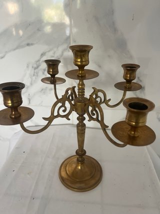 Candelabro Bronce Antiguo 5 Velas