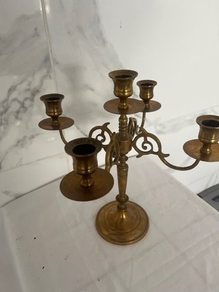 Candelabro Bronce Antiguo 5 Velas
