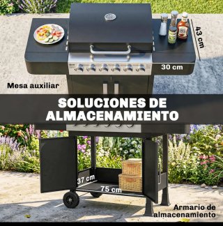 Barbacoa de gas negra y gris