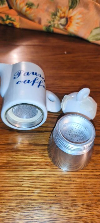 Caffettiera Pausa Caffè Ceramica Bianca Alluminio