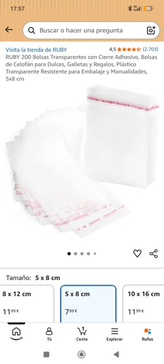 RUBY Bolsas Transparentes con Cierre Adhesivo.