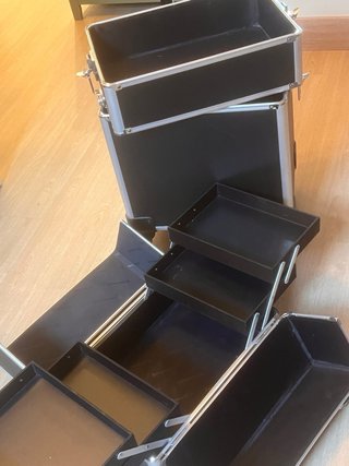 Maletín Trolley Maquillaje Songmics Negro/Plata
