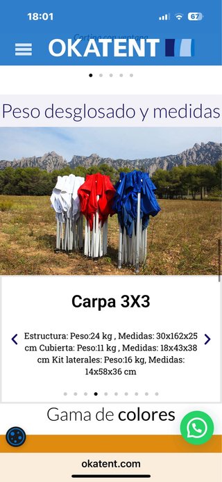 Carpa Plegable Azul Okatent impermeable